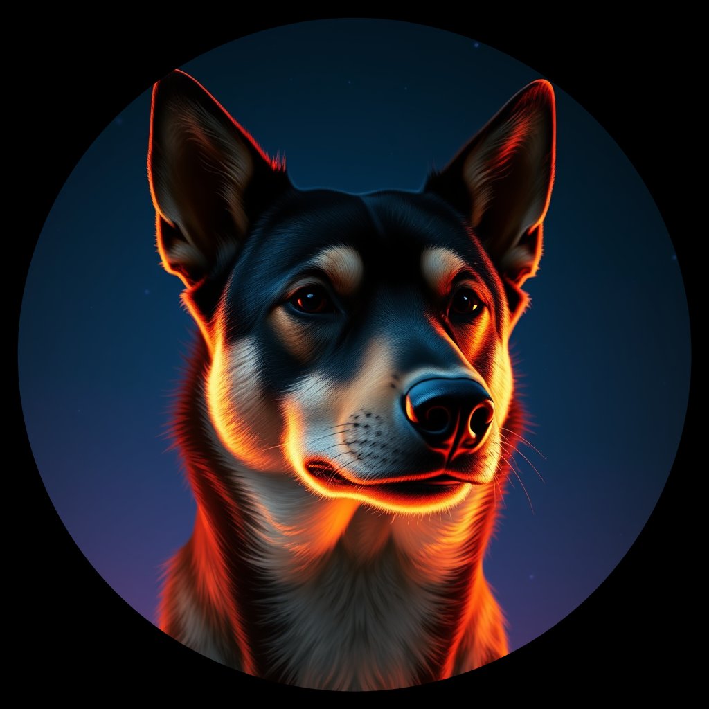 Cosmic medallion portrait of C_MGX_C_MGX6, a Mongolian Dog
