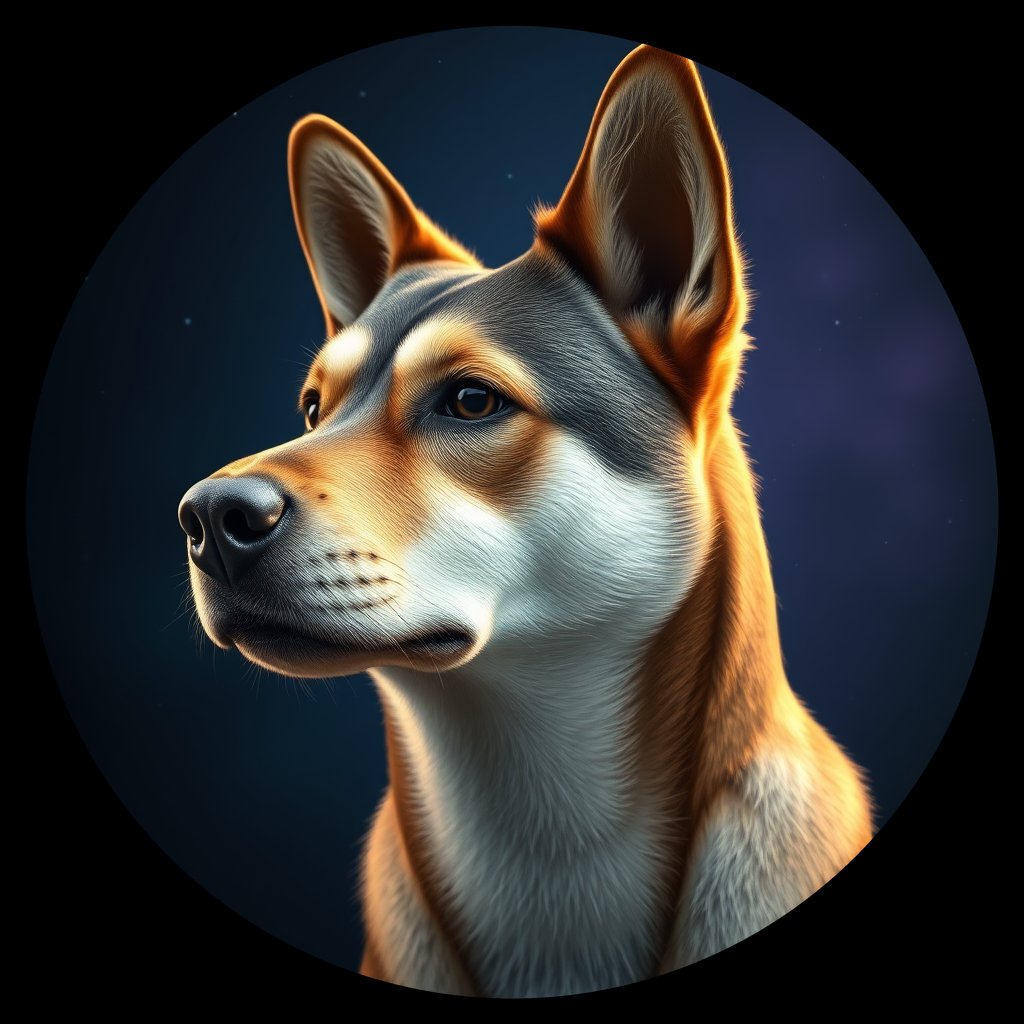 Cosmic medallion portrait of C_MGX_C_MGX8, a Mongolian Dog
