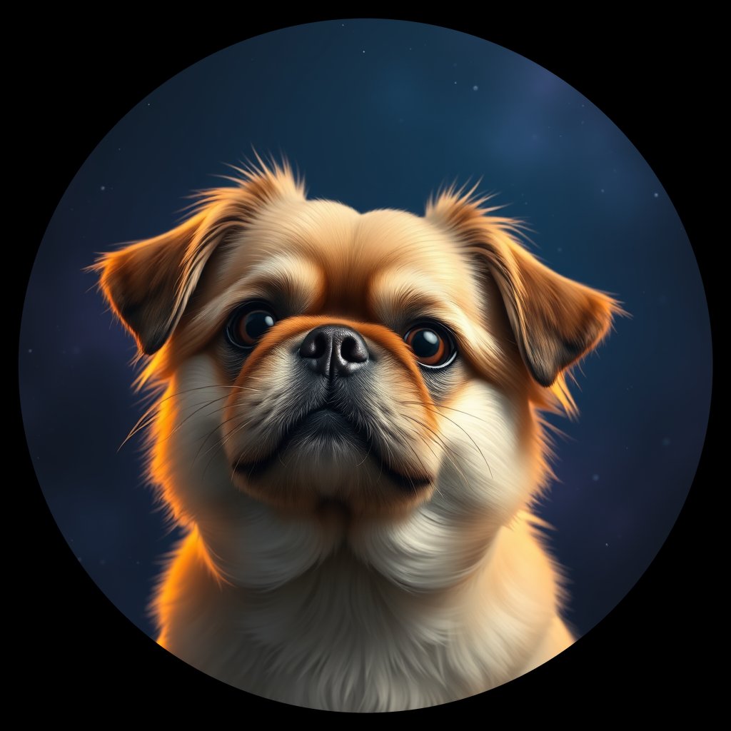 Cosmic medallion portrait of C_Pkg_C_Pkg2, a Pekingese