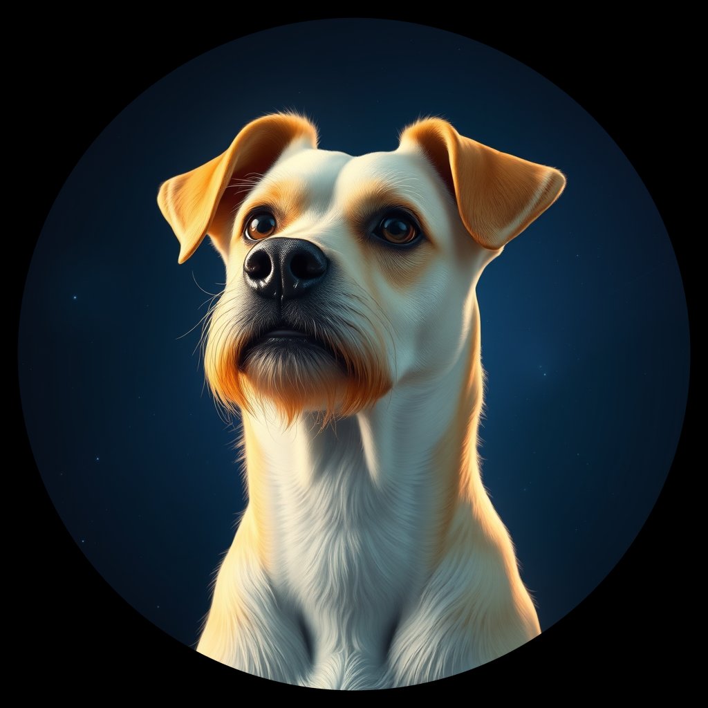 Cosmic medallion portrait of C_QCH_C_QCH1, a Qingchuan Hound