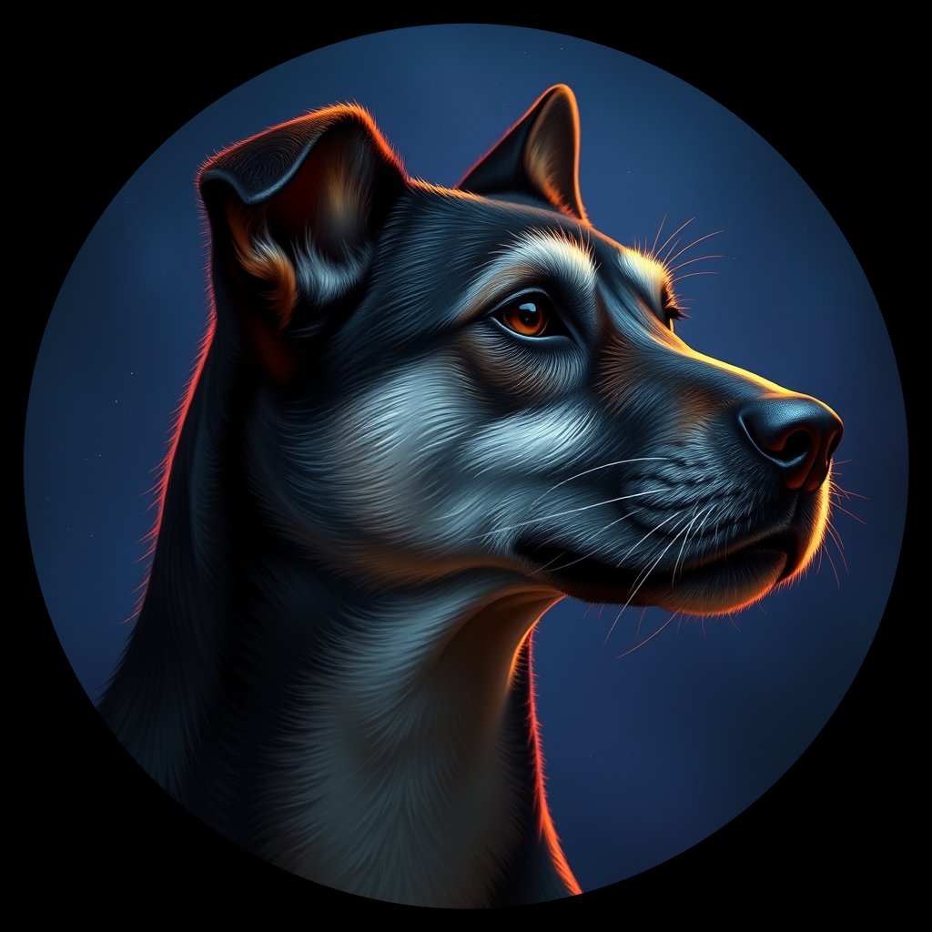 Cosmic medallion portrait of C_QCH_C_QCH2, a Qingchuan Hound