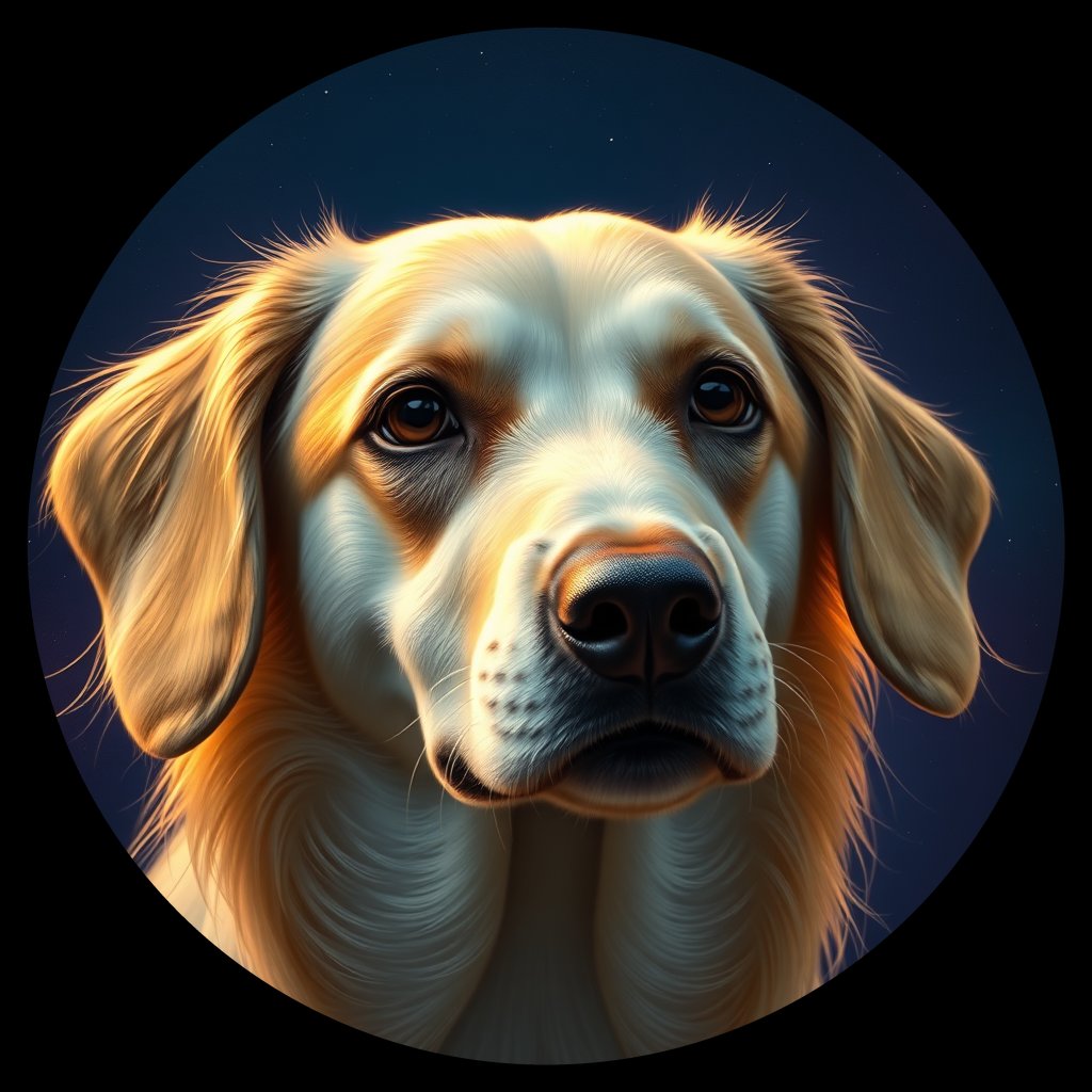 Cosmic medallion portrait of C_QCH_C_QCH3, a Qingchuan Hound