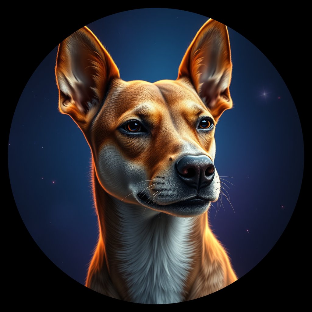 Cosmic medallion portrait of C_QCH_C_QCH7, a Qingchuan Hound