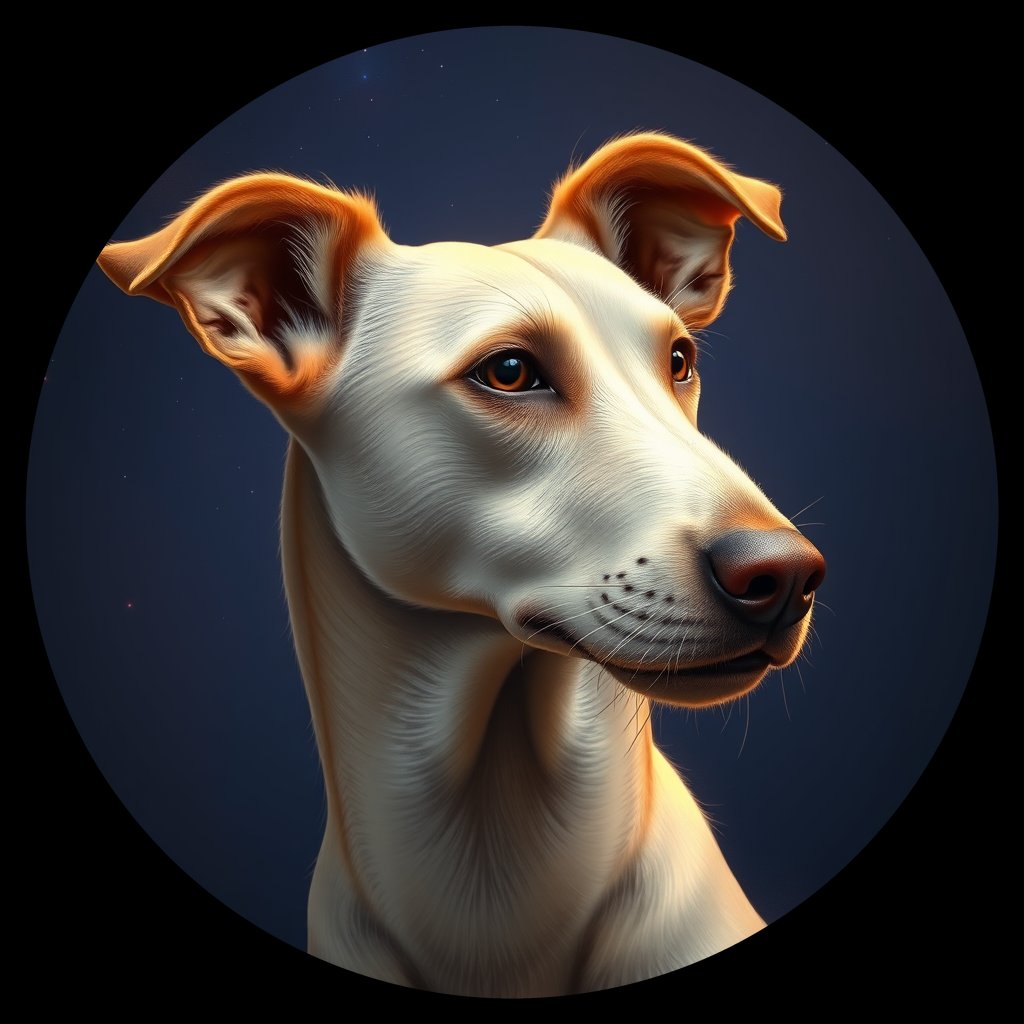 Cosmic medallion portrait of C_QCH_C_QCH8, a Qingchuan Hound