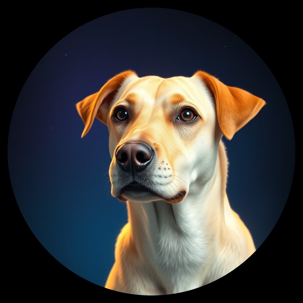 Cosmic medallion portrait of C_QCH_C_QCH9, a Qingchuan Hound
