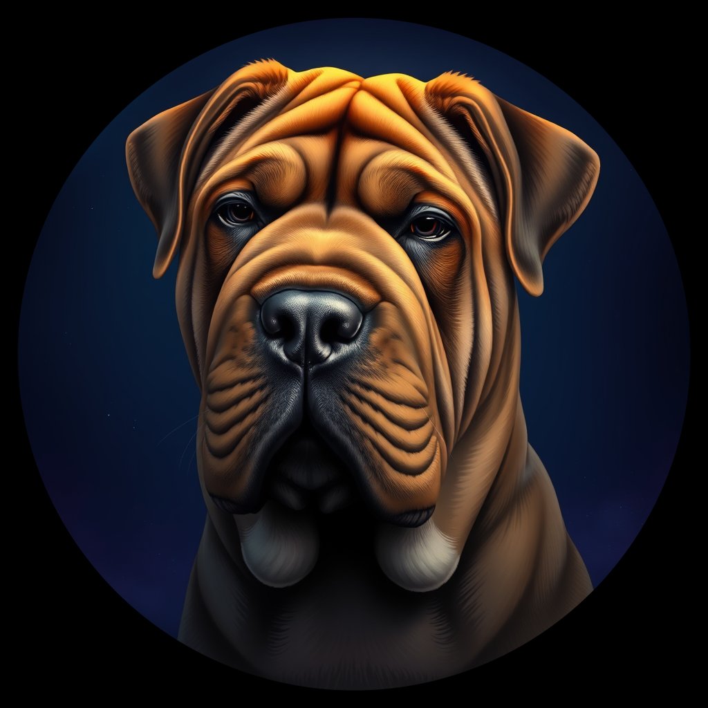 Cosmic medallion portrait of C_SrP_C_SrP1, a Chinese Shar Pei