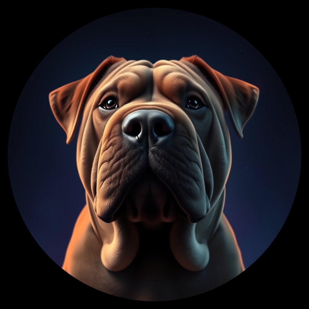 Cosmic medallion portrait of C_SrP_C_SrP10, a Chinese Shar Pei