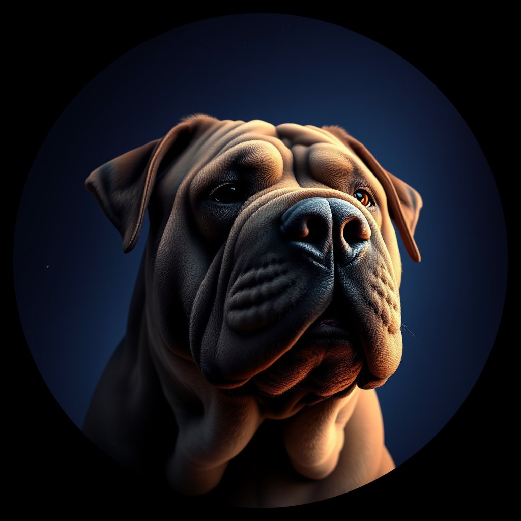 Cosmic medallion portrait of C_SrP_C_SrP2, a Chinese Shar Pei