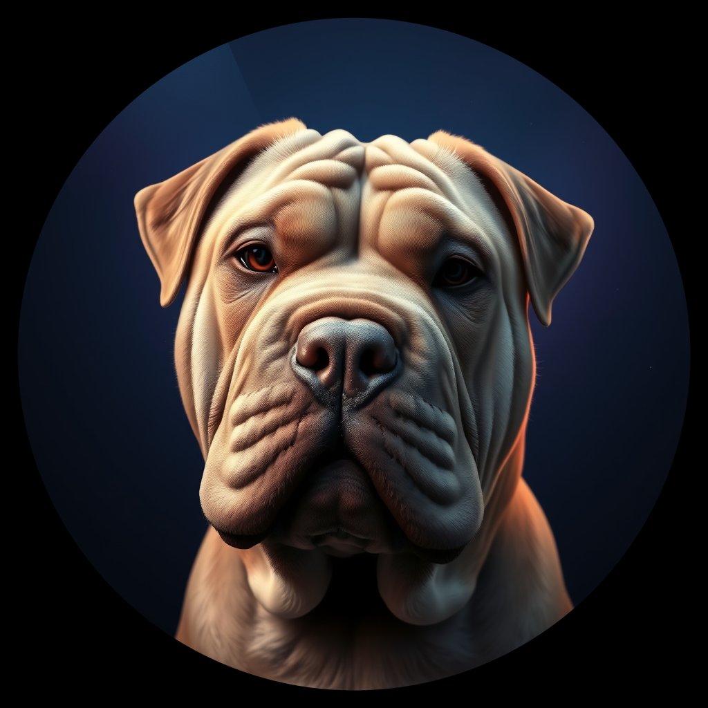 Cosmic medallion portrait of C_SrP_C_SrP4, a Chinese Shar Pei