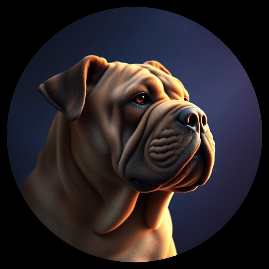 Cosmic medallion portrait of C_SrP_C_SrP5, a Chinese Shar Pei
