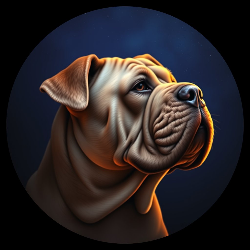 Cosmic medallion portrait of C_SrP_C_SrP6, a Chinese Shar Pei