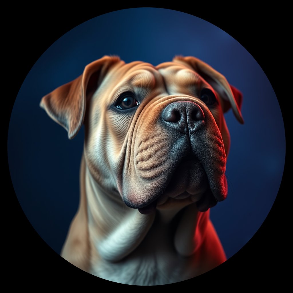 Cosmic medallion portrait of C_SrP_C_SrP7, a Chinese Shar Pei