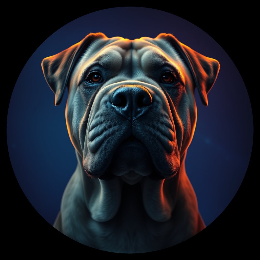 Cosmic medallion portrait of C_SrP_C_SrP8, a Chinese Shar Pei