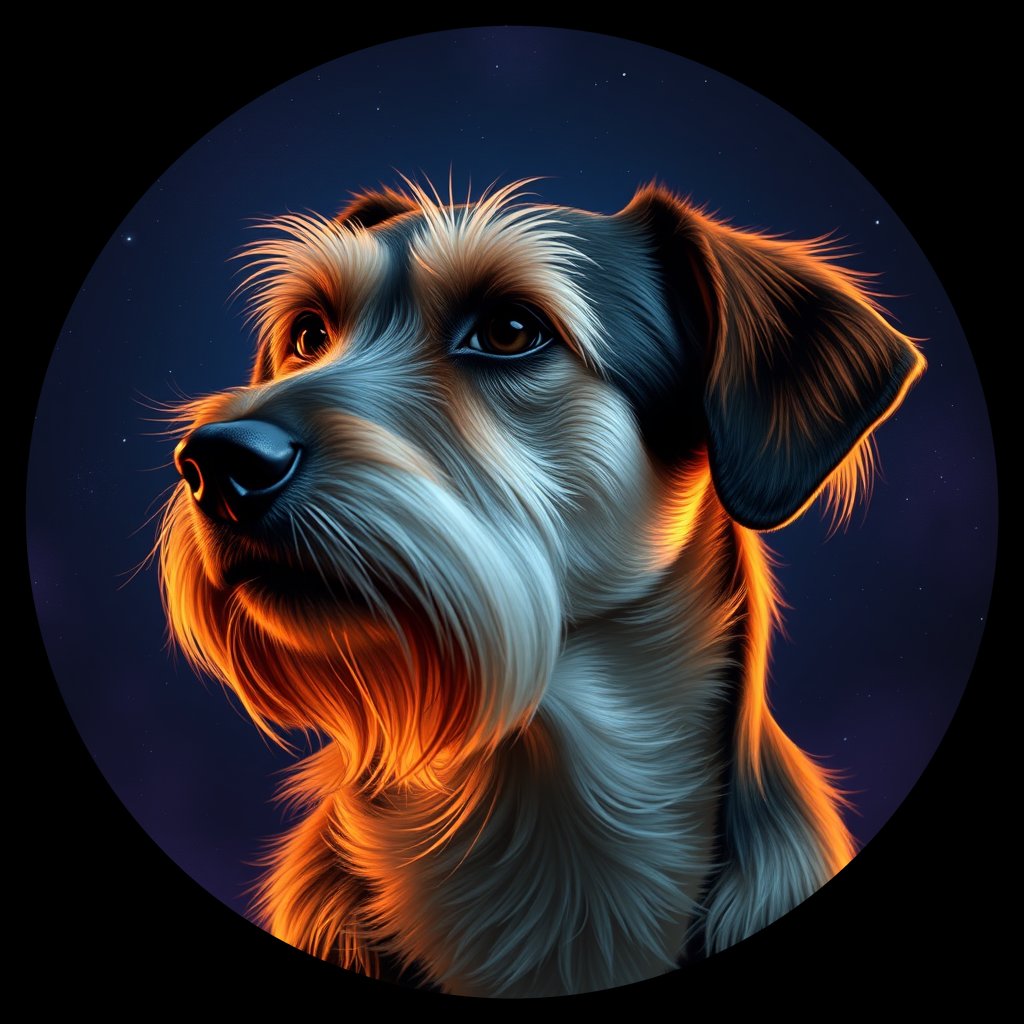 Cosmic medallion portrait of C_XSH_C_XSH1, a Xiasi Hound