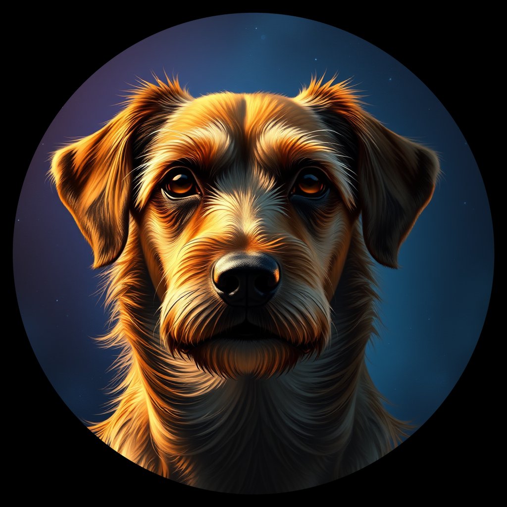 Cosmic medallion portrait of C_XSH_C_XSH10, a Xiasi Hound