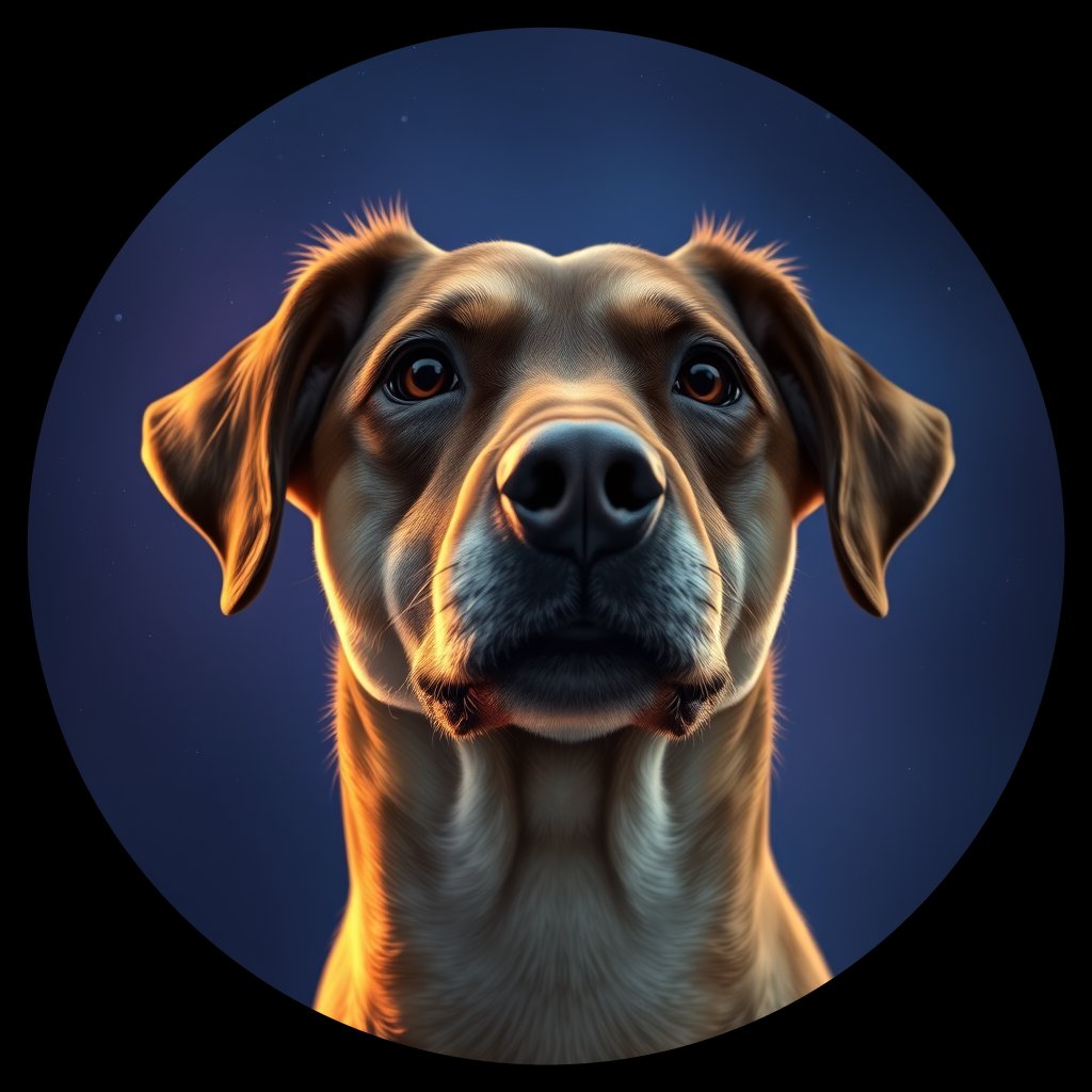 Cosmic medallion portrait of C_XSH_C_XSH2, a Xiasi Hound
