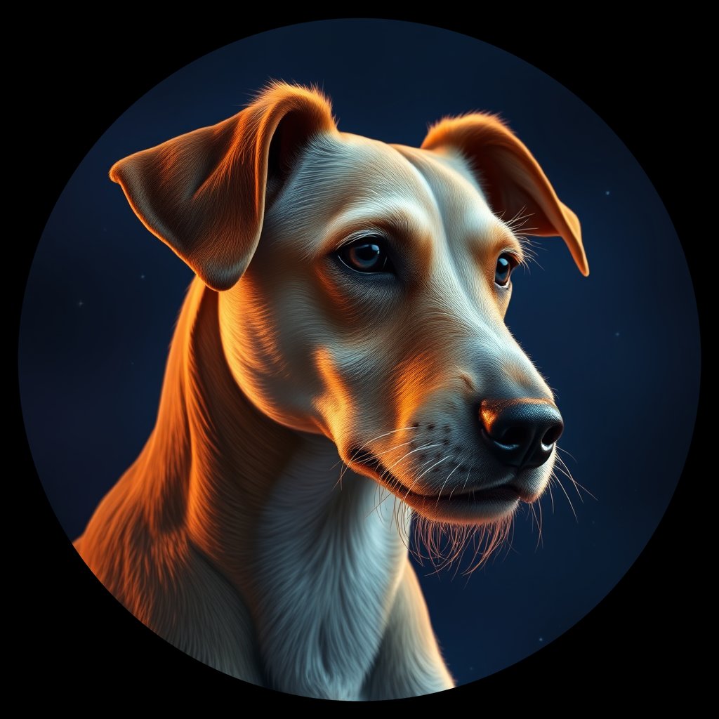 Cosmic medallion portrait of C_XSH_C_XSH5, a Xiasi Hound