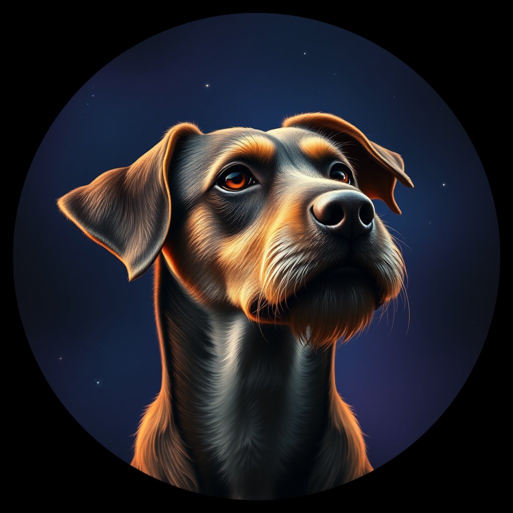 Cosmic medallion portrait of C_XSH_C_XSH8, a Xiasi Hound