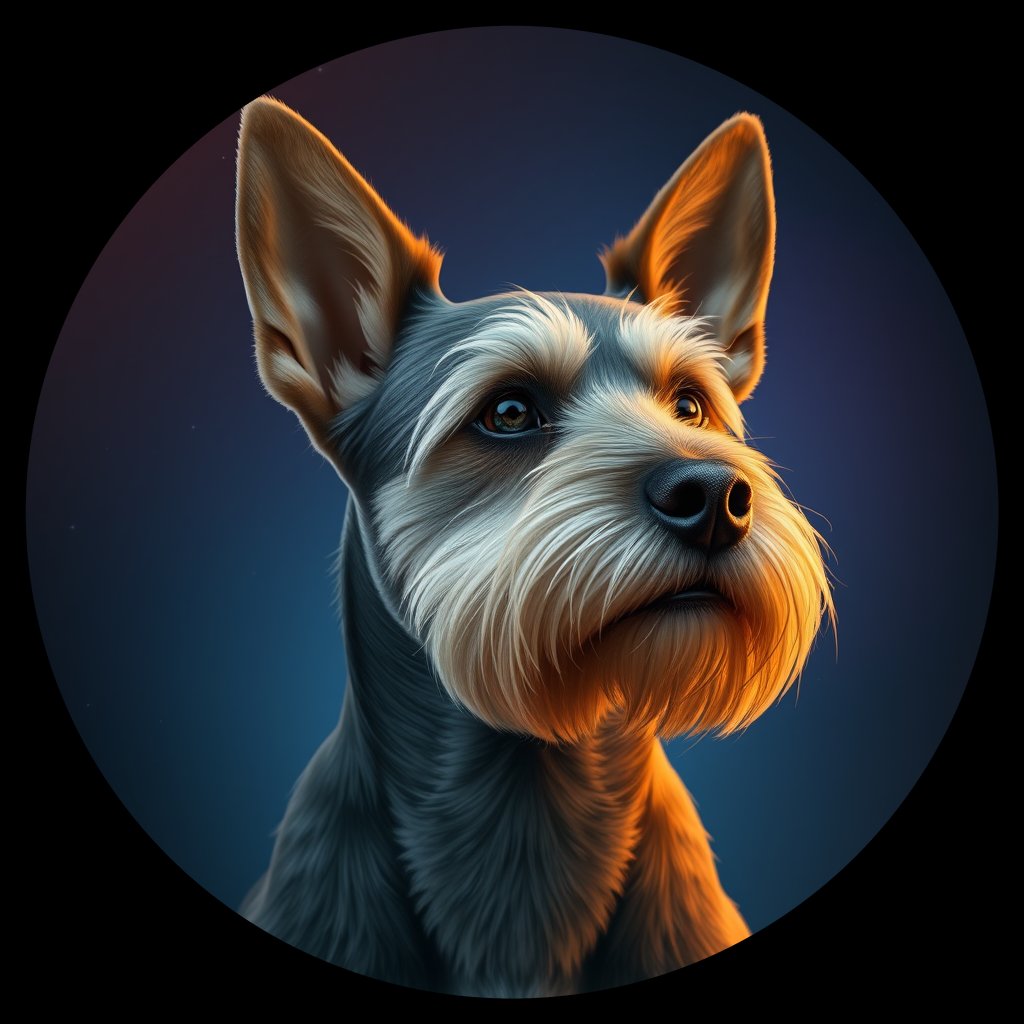 Cosmic medallion portrait of CeT_33637_CeT_33637, a Cesky Terrier