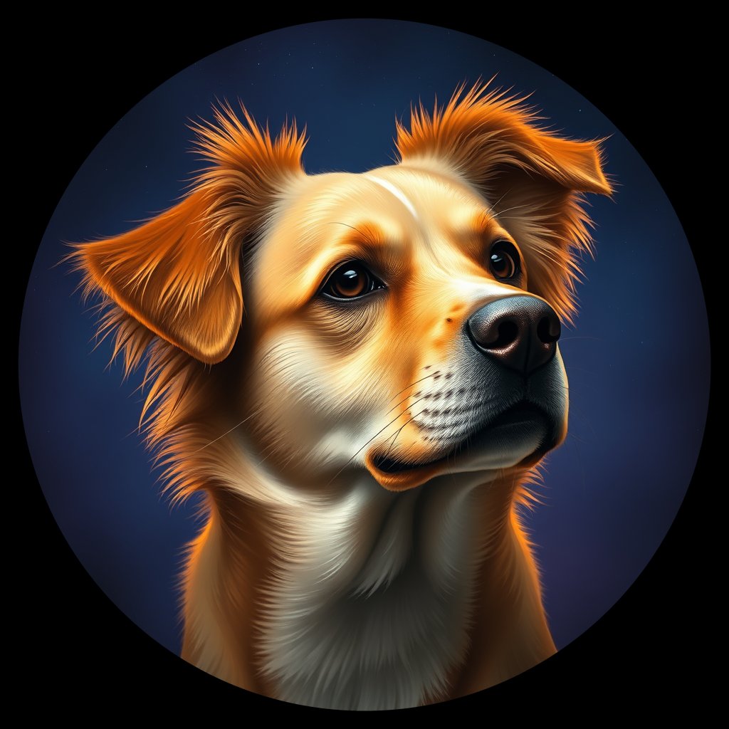 Cosmic medallion portrait of Charlie_Charlie, a Mix