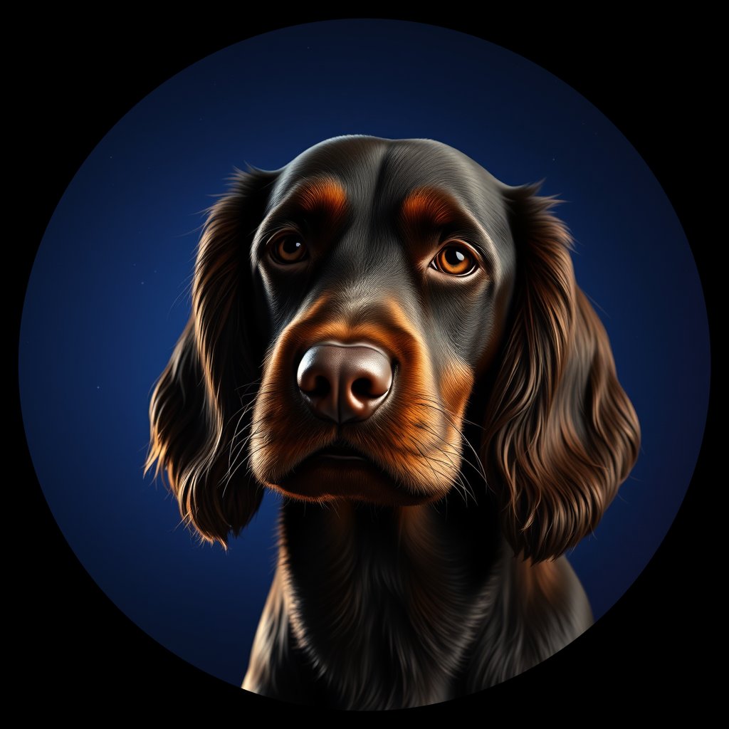 Cosmic medallion portrait of CoS_GT100_CoS_GT100, a English Cocker Spaniel