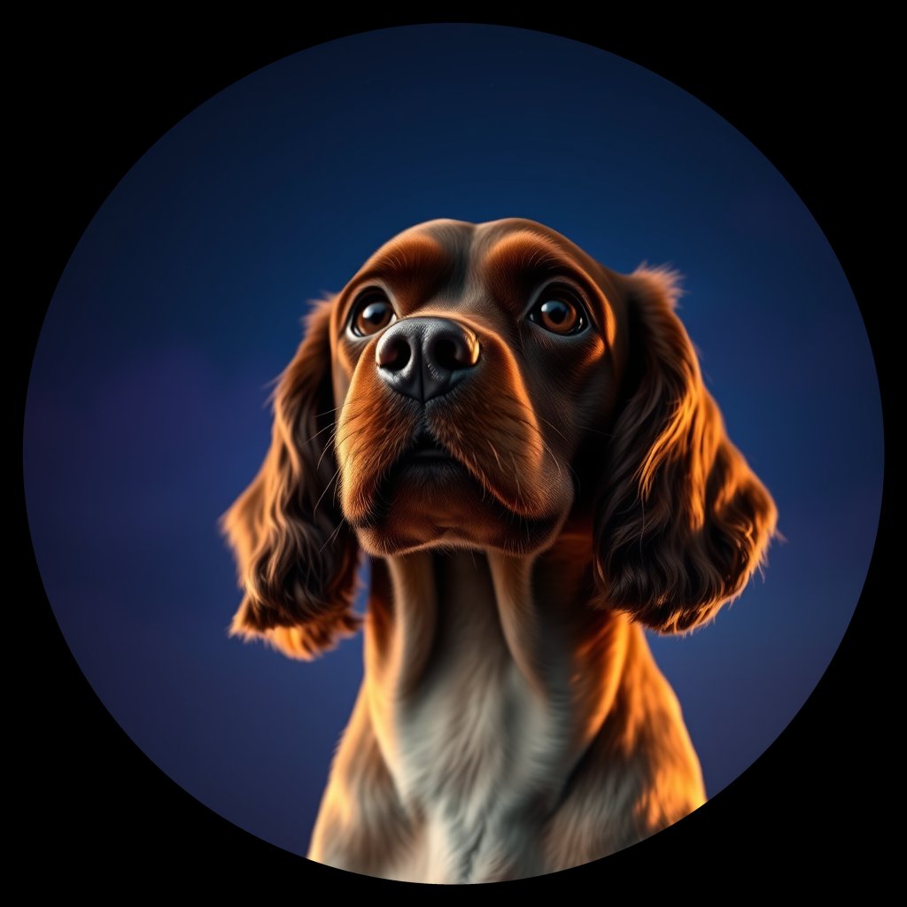 Cosmic medallion portrait of CoS_GT101_CoS_GT101, a English Cocker Spaniel