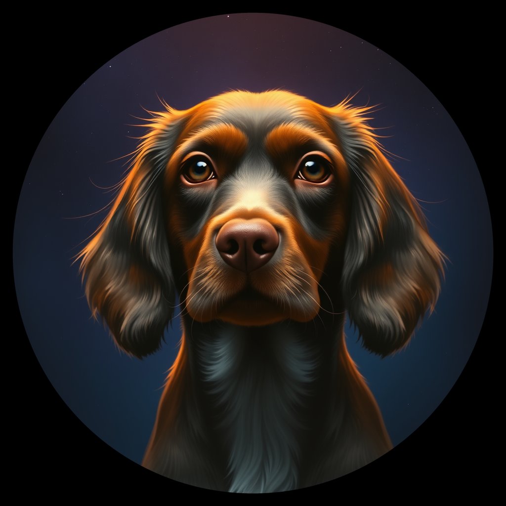 Cosmic medallion portrait of CoS_GT102_CoS_GT102, a English Cocker Spaniel