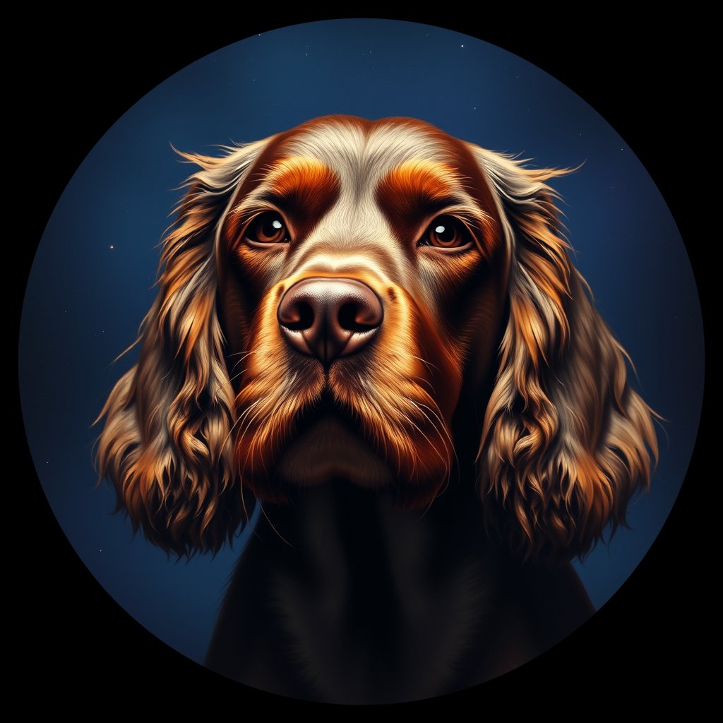 Cosmic medallion portrait of CoS_GT103_CoS_GT103, a English Cocker Spaniel