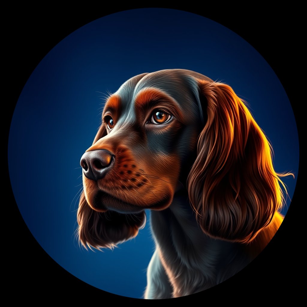 Cosmic medallion portrait of CoS_GT91_CoS_GT91, a English Cocker Spaniel