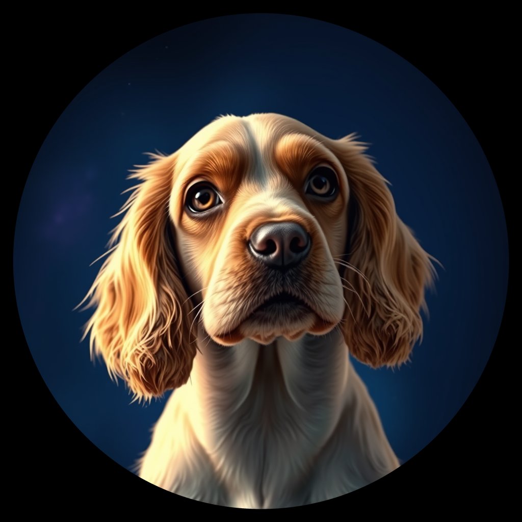 Cosmic medallion portrait of CoS_GT92_CoS_GT92, a English Cocker Spaniel