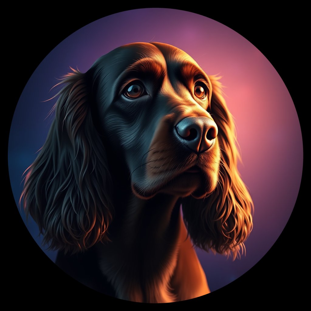 Cosmic medallion portrait of CoS_GT93_CoS_GT93, a English Cocker Spaniel