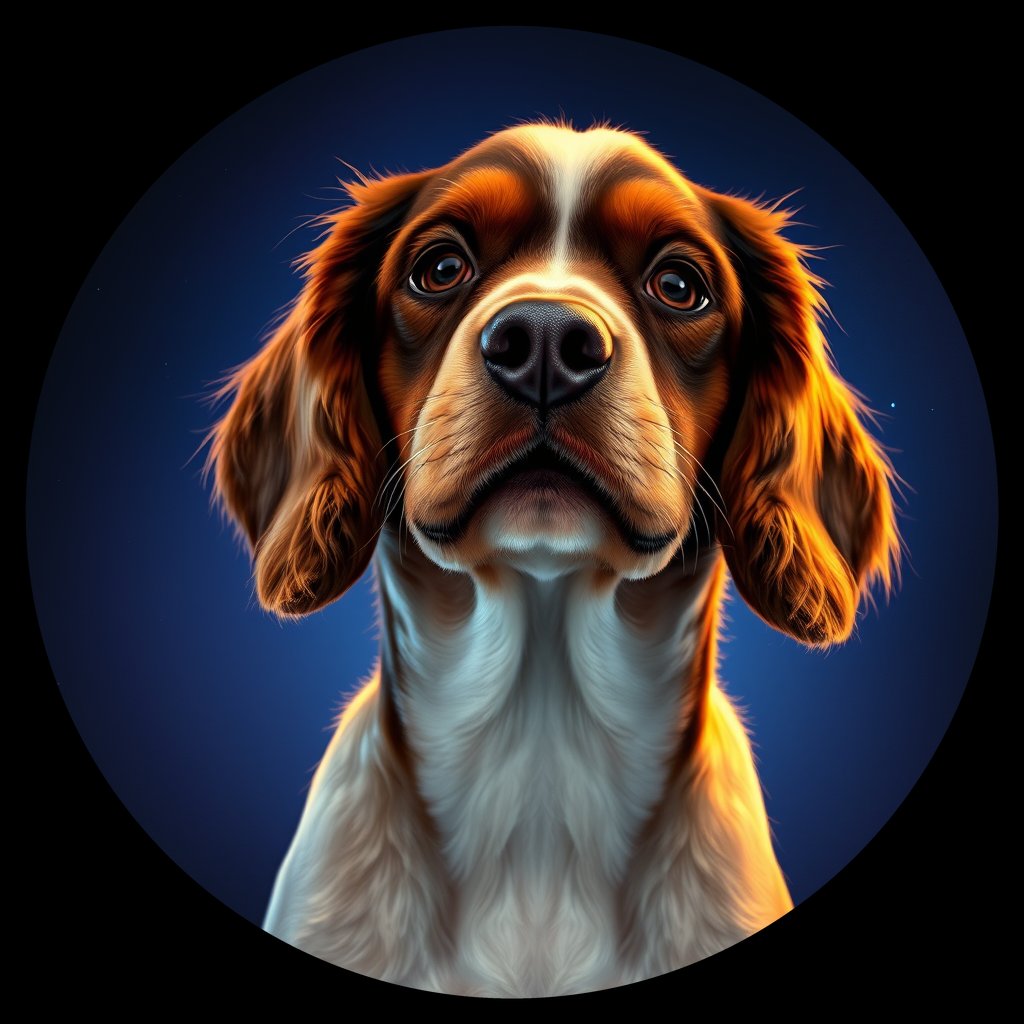 Cosmic medallion portrait of CoS_GT95_CoS_GT95, a English Cocker Spaniel