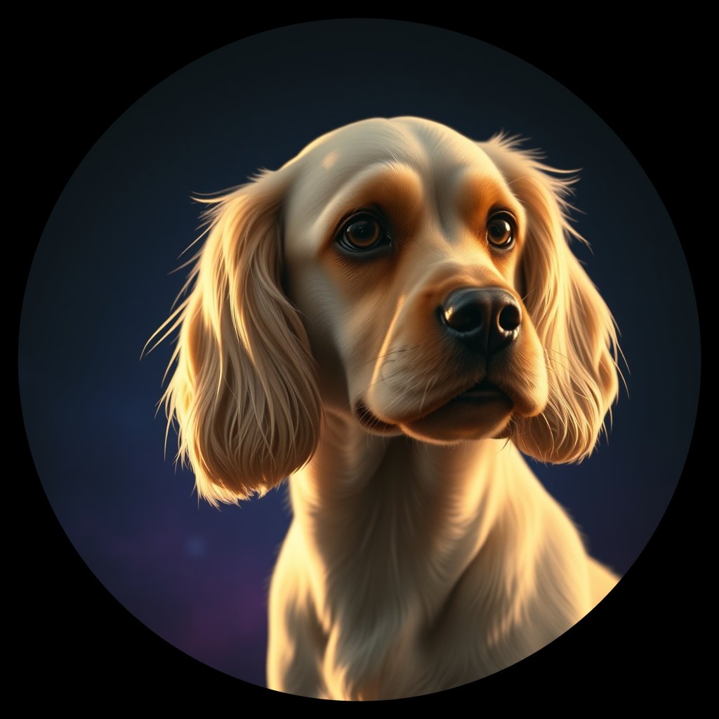 Cosmic medallion portrait of CoS_GT96_CoS_GT96, a English Cocker Spaniel