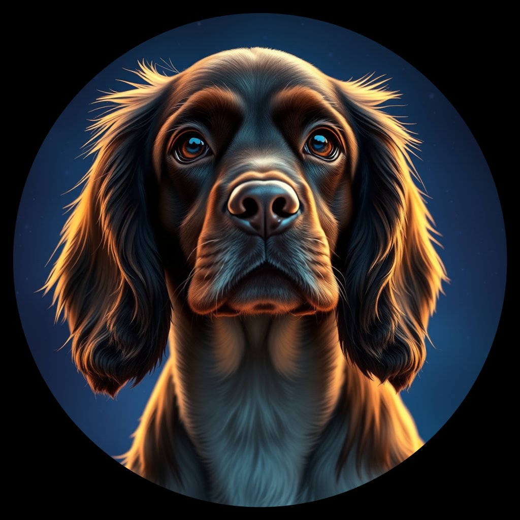 Cosmic medallion portrait of CoS_GT97_CoS_GT97, a English Cocker Spaniel