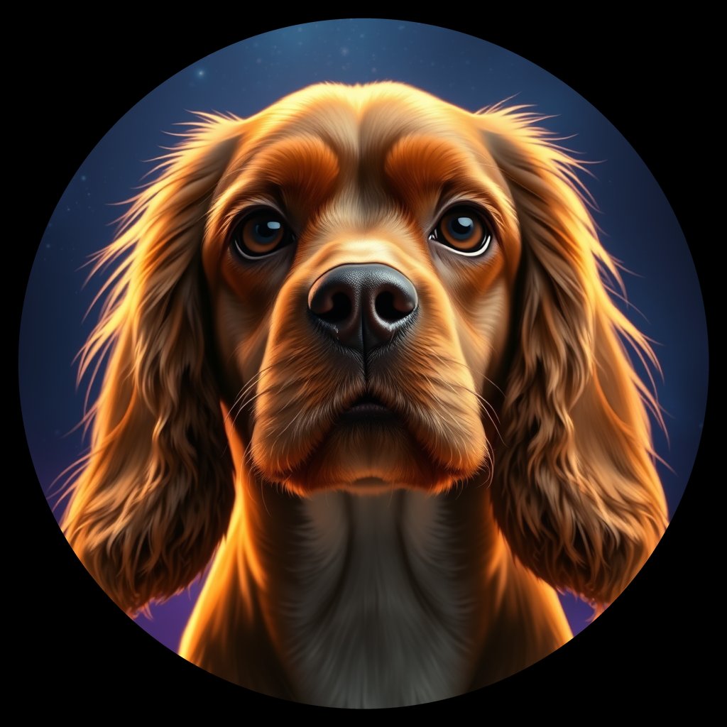Cosmic medallion portrait of CoS_GT98_CoS_GT98, a English Cocker Spaniel