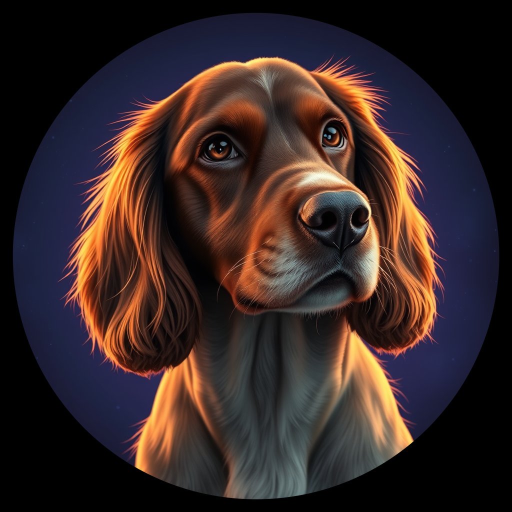 Cosmic medallion portrait of CoS_GT99_CoS_GT99, a English Cocker Spaniel