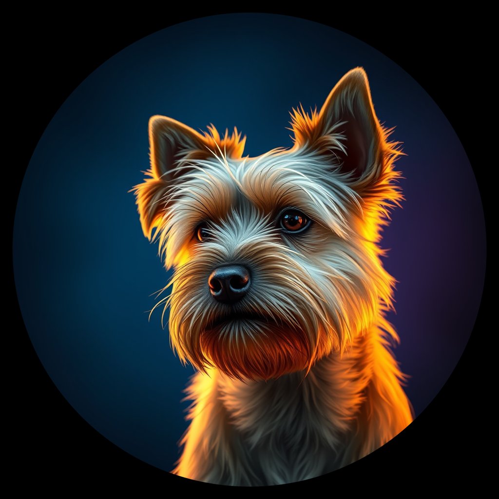 Cosmic medallion portrait of Cookie-Sturgiss-CT_Cookie-Sturgiss-CT, a Cairn Terrier