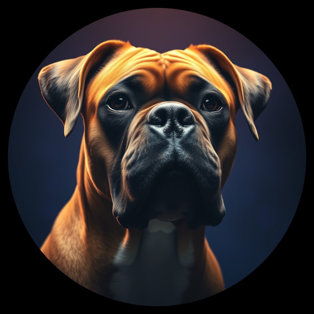 Cosmic medallion portrait of D1-HUC19-FEMALE-5583_D1-HUC19-FEMALE-5583, a Boxer