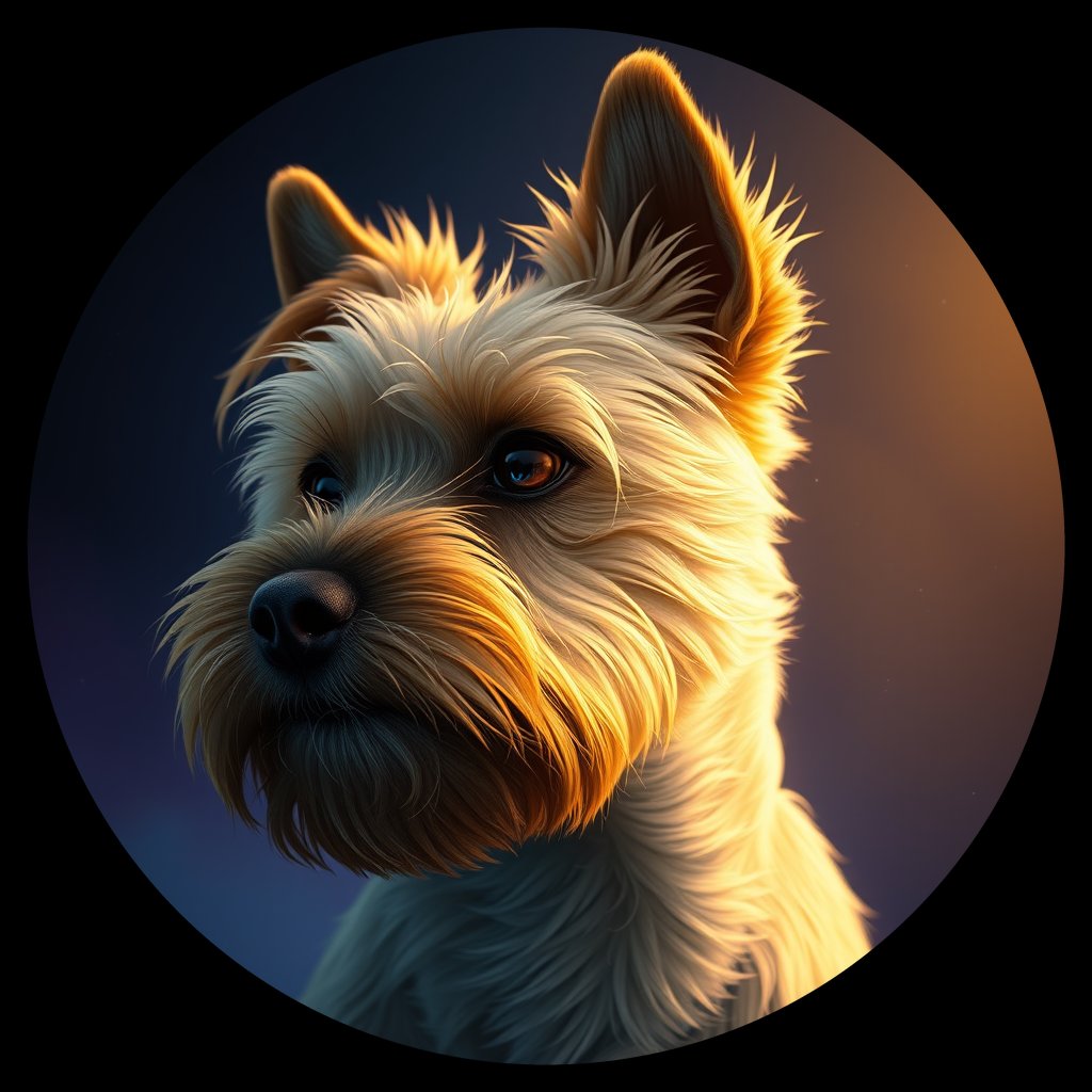 Cosmic medallion portrait of D1-Izzy-CT_D1-Izzy-CT, a Cairn Terrier