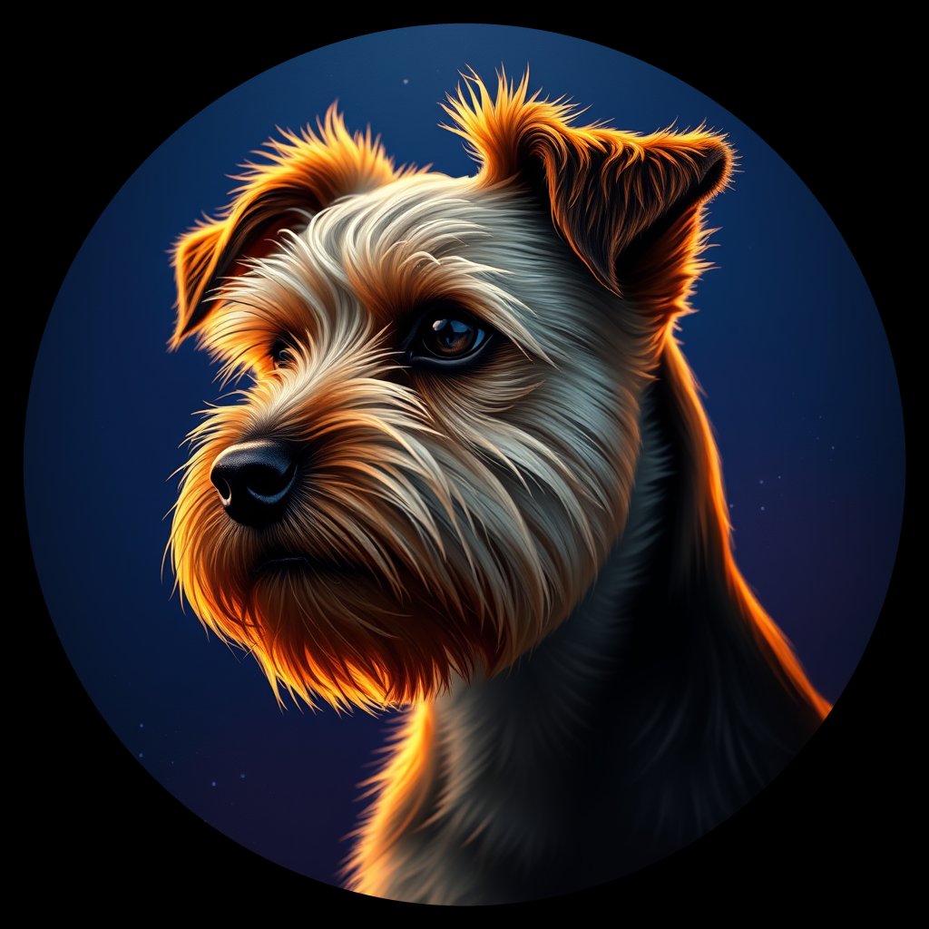 Cosmic medallion portrait of D11-Liz-Bozz-NT_D11-Liz-Bozz-NT, a Norfolk Terrier
