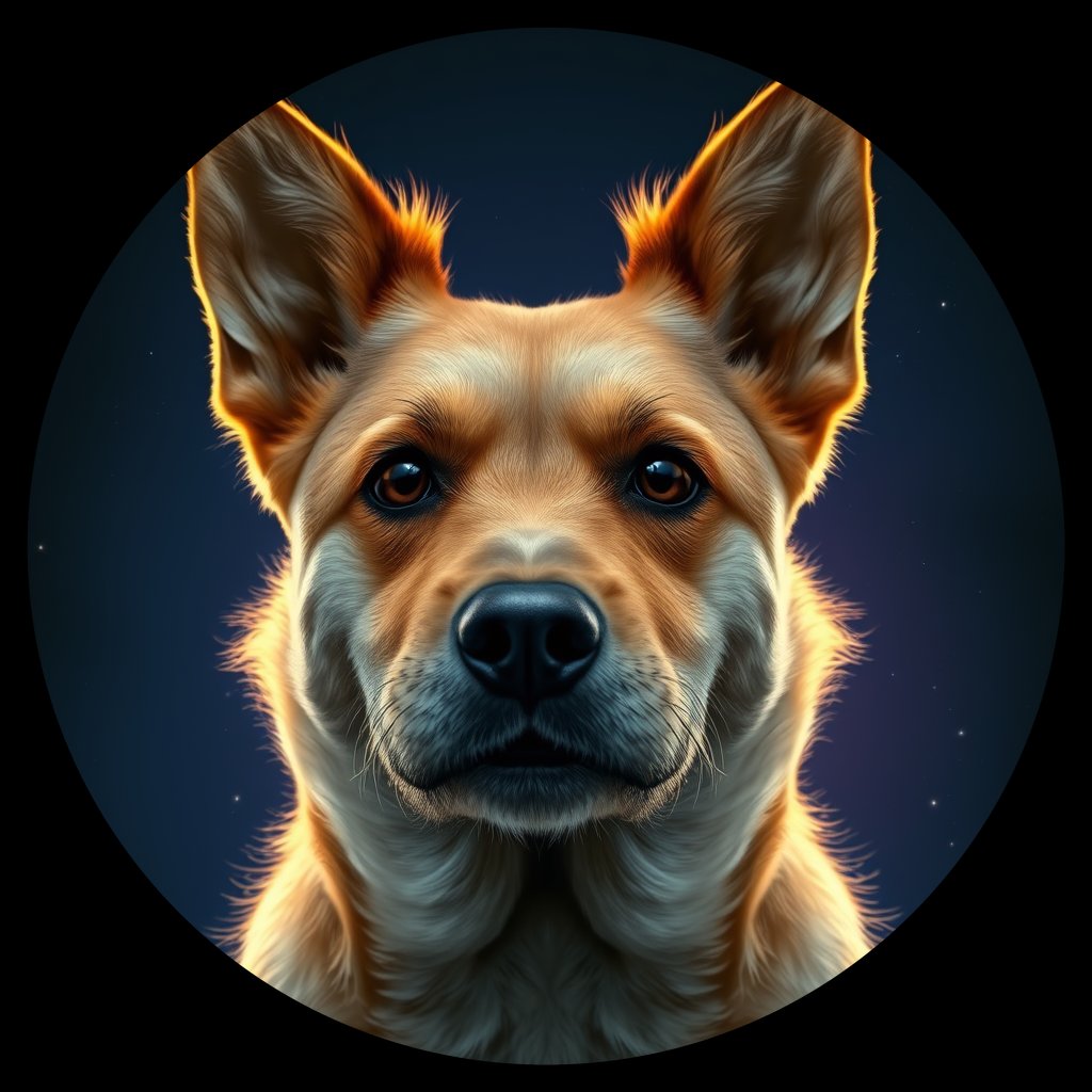 Cosmic medallion portrait of D2-Gordie-PSVA-CT_D2-Gordie-PSVA-CT