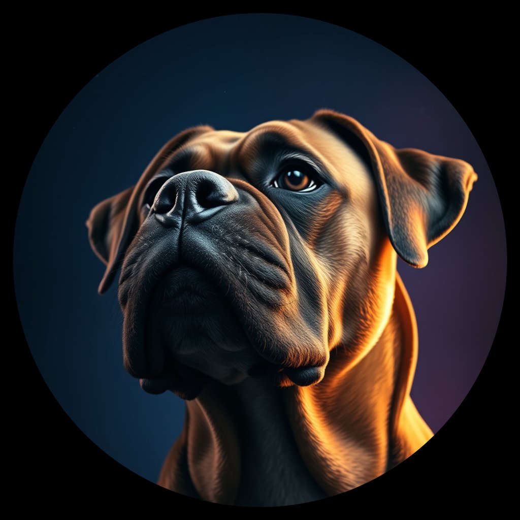 Cosmic medallion portrait of D2-HUC21-MALE-3002_D2-HUC21-MALE-3002, a Boxer