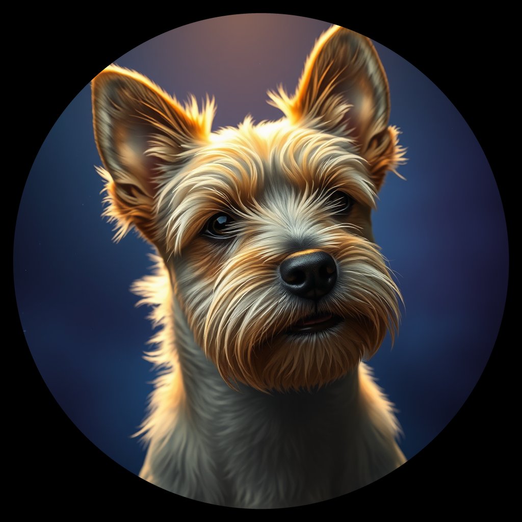 Cosmic medallion portrait of D3-Meg-Hulbert-CT_D3-Meg-Hulbert-CT, a Cairn Terrier
