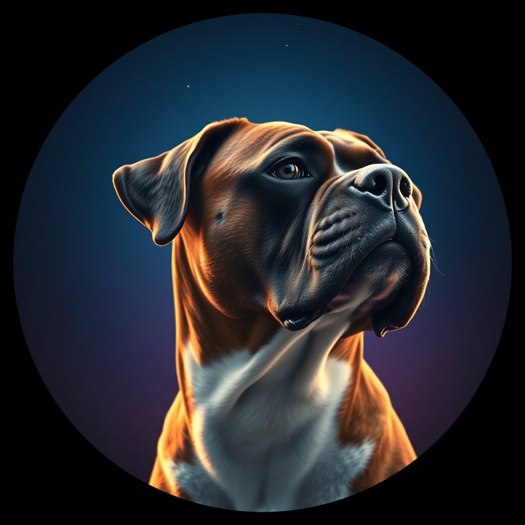 Cosmic medallion portrait of D6-B33-MALE-2638_D6-B33-MALE-2638, a Boxer