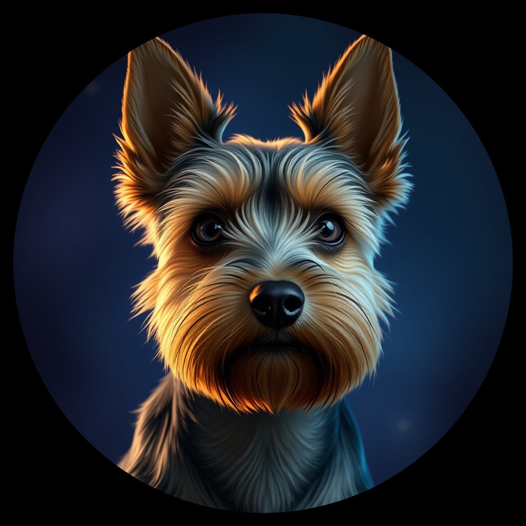 Cosmic medallion portrait of D8-Baylee-Richter-YT_D8-Baylee-Richter-YT, a Yorkshire Terrier