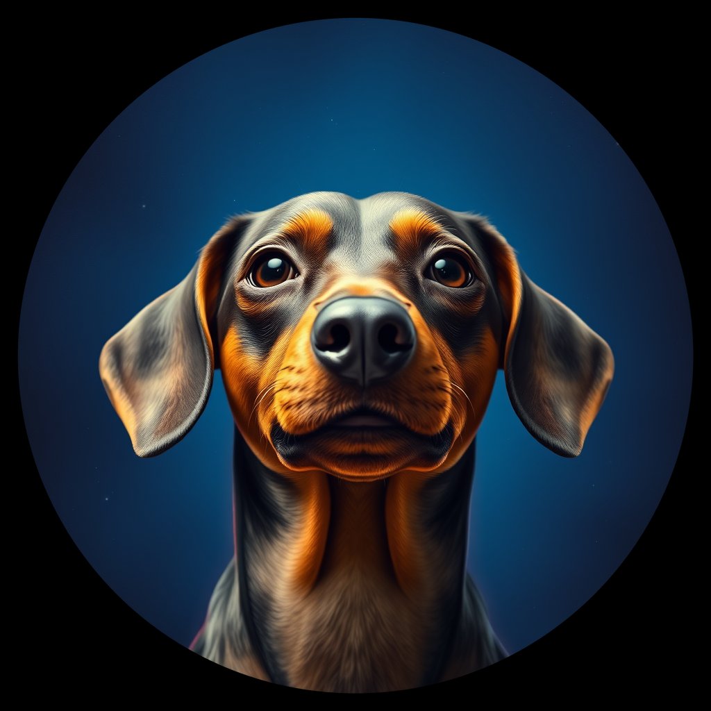 Cosmic medallion portrait of DACH_DACH_08241, a Dachshund