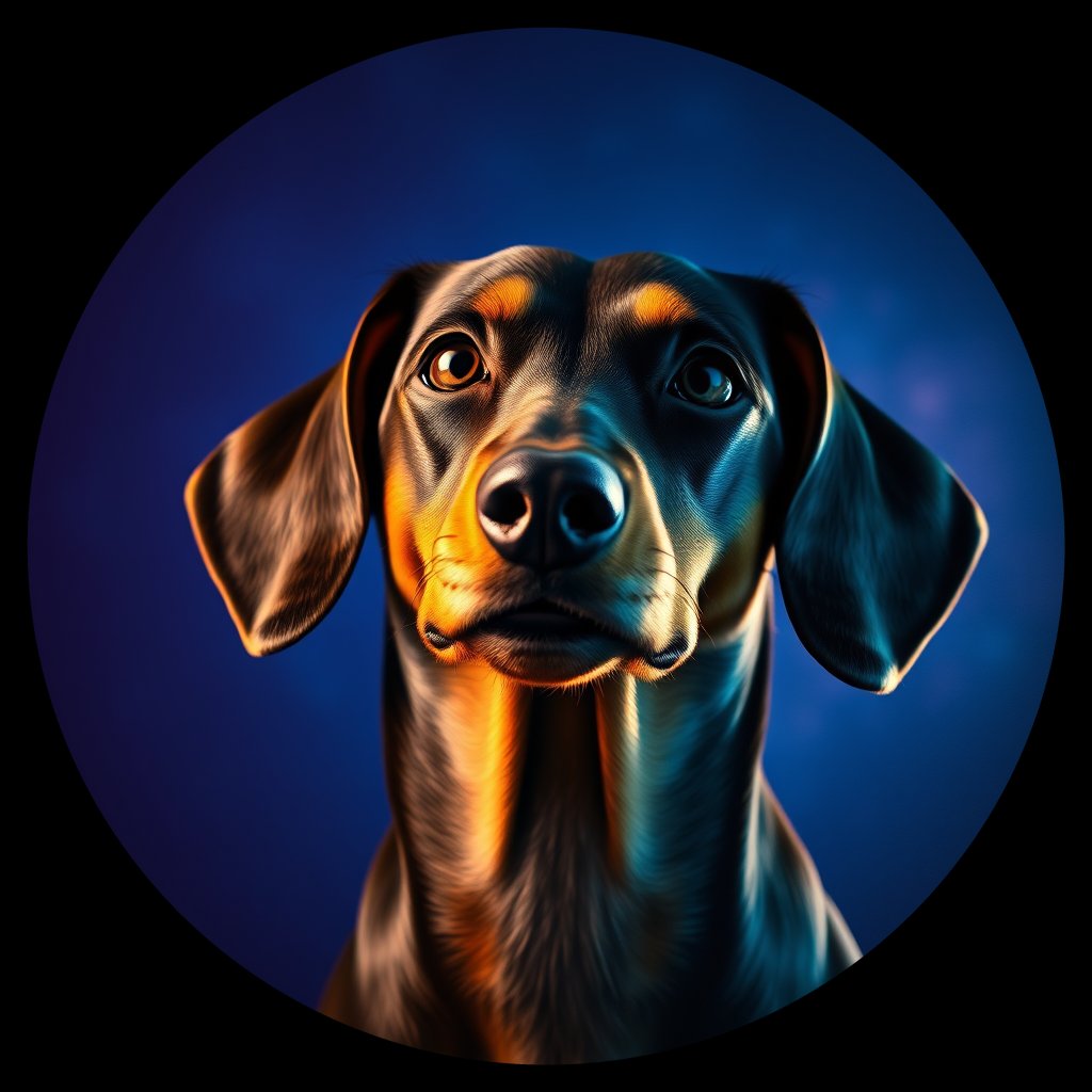 Cosmic medallion portrait of DACH_DACH_08260, a Dachshund
