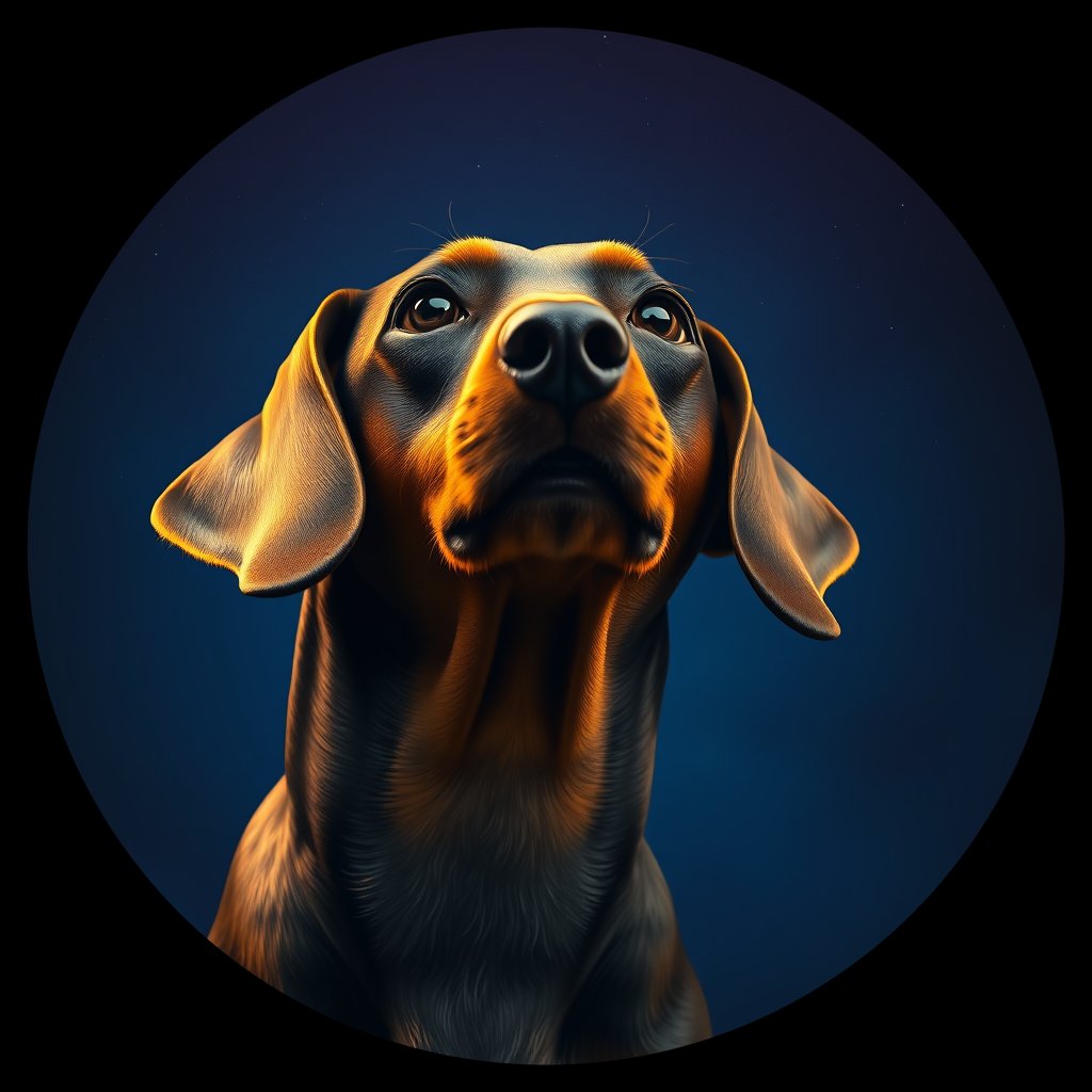 Cosmic medallion portrait of DACH_Dac_0GT114, a Dachshund