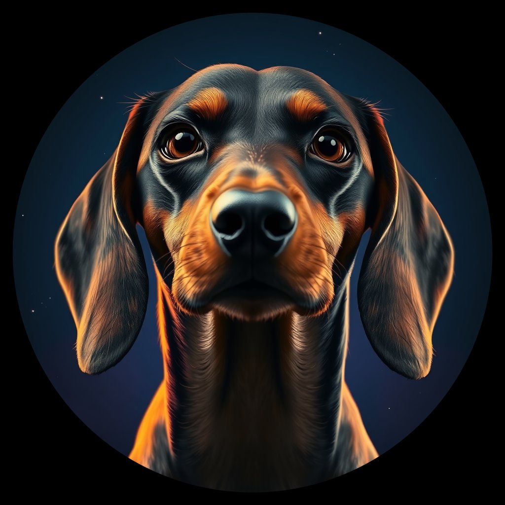Cosmic medallion portrait of DACH_Dac_0GT115, a Dachshund