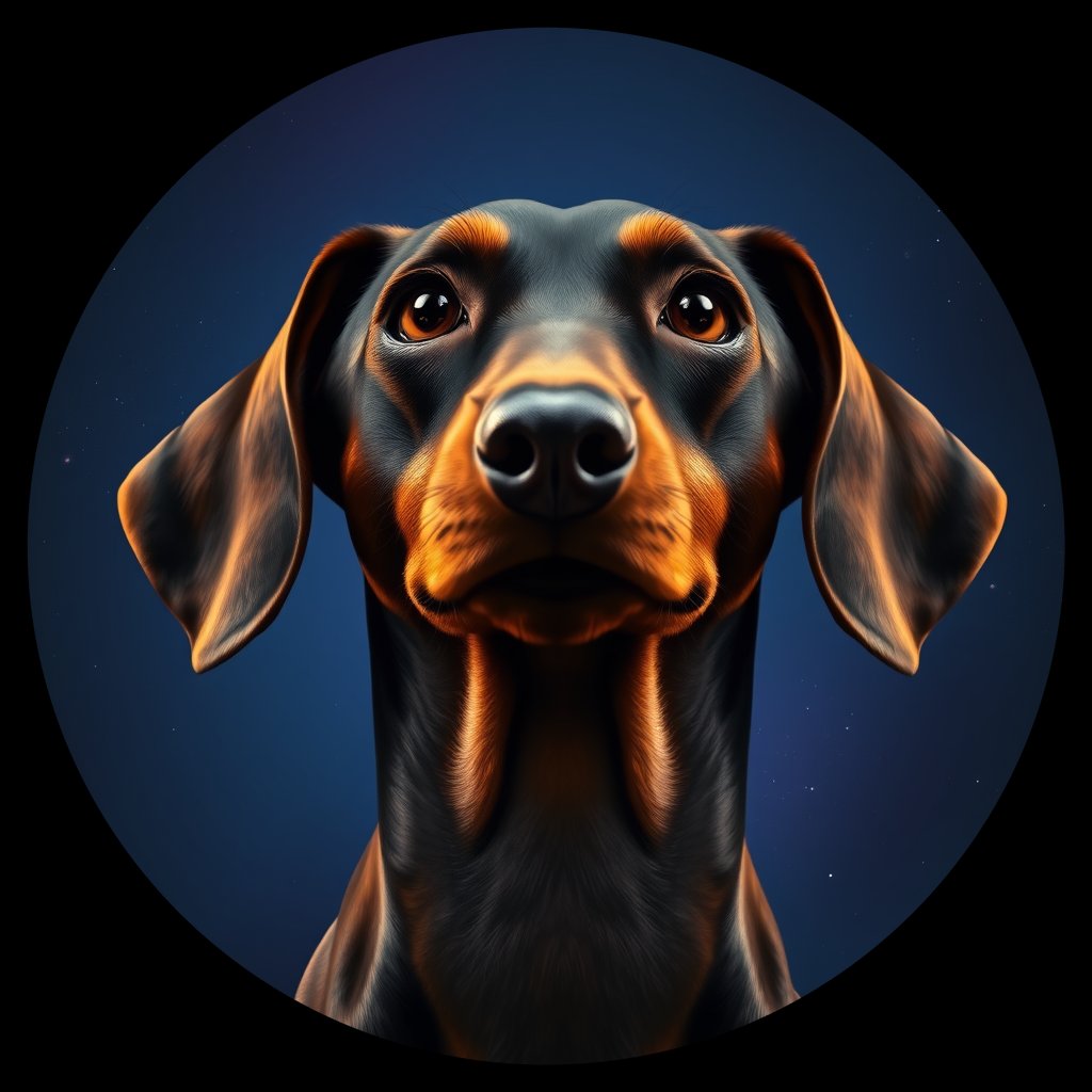 Cosmic medallion portrait of DACH_Dac_0GT116, a Dachshund